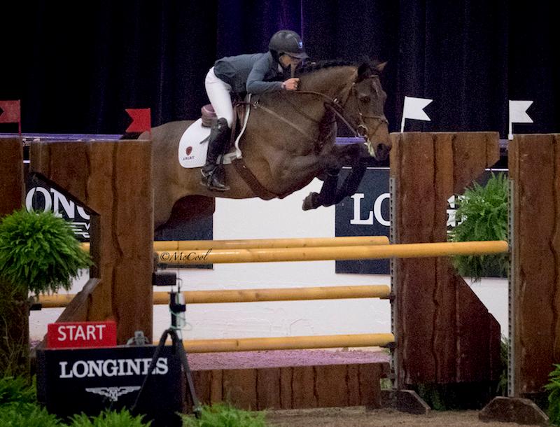 Kaitlin Campbell jumps to victory in the FEI $37.000 1.45m Power & Speed class